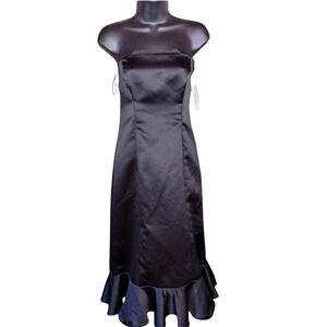 Krysia NWT strapless tea length dress black silk organza neckline